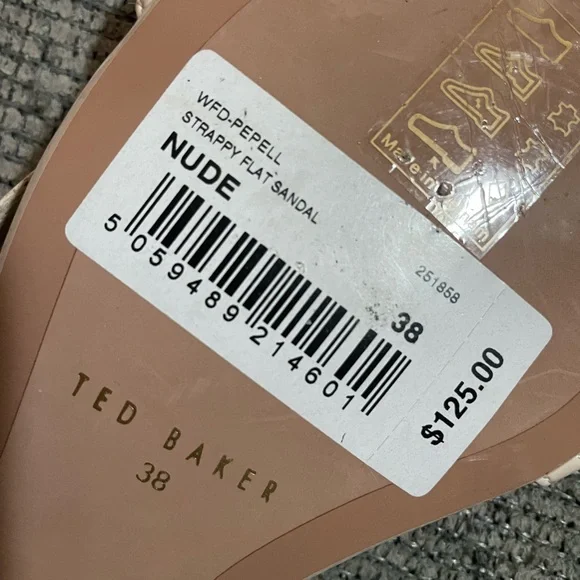 NWT Ted Baker London Nude Pepell Slingback Leather Sandals Size 7.5 Size 38 EU - Picture 8 of 9